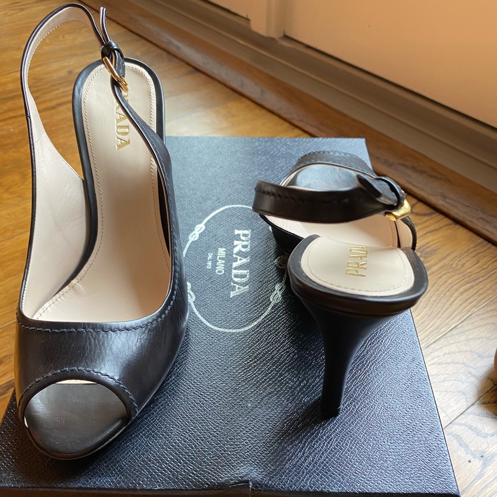Prada peeptoe sling backs